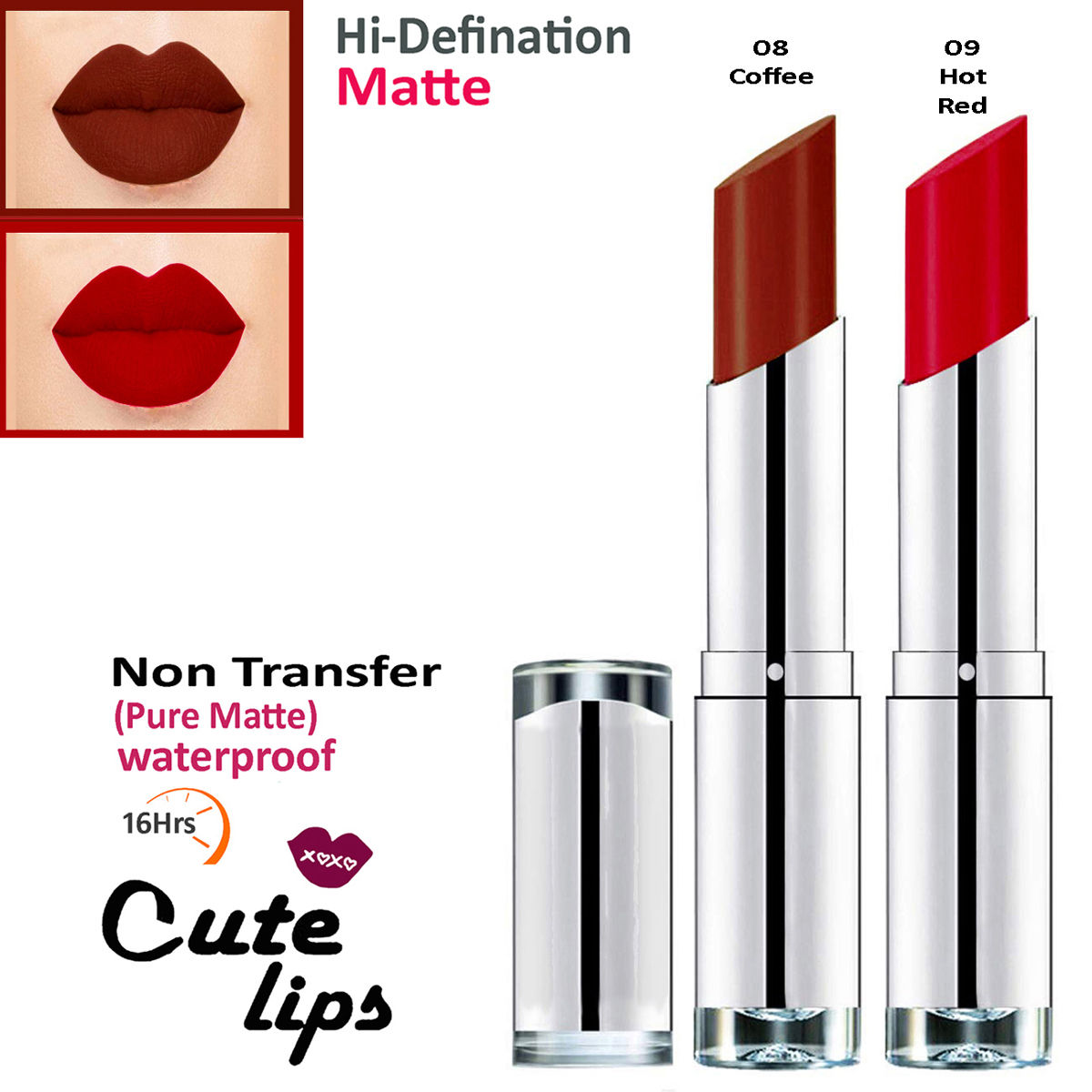 bq BLAQUE Cute Lips Non Transfer Matte Lipstick 2.4 gm each - 08 ...