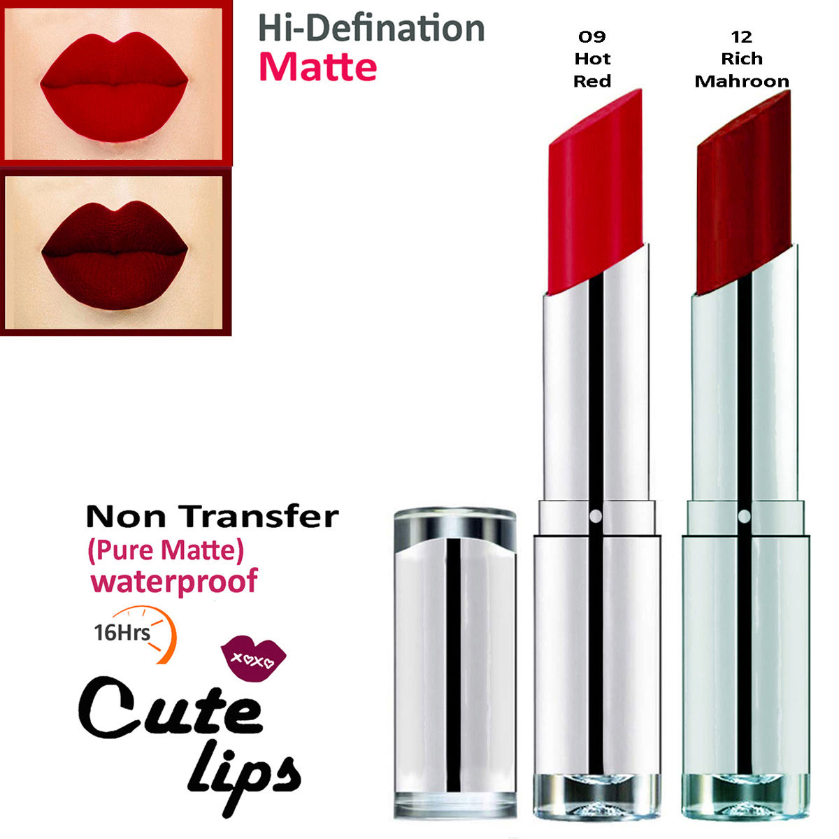 bq BLAQUE Cute Lips Non Transfer Matte Lipstick 2.4 gm each - 09 ...