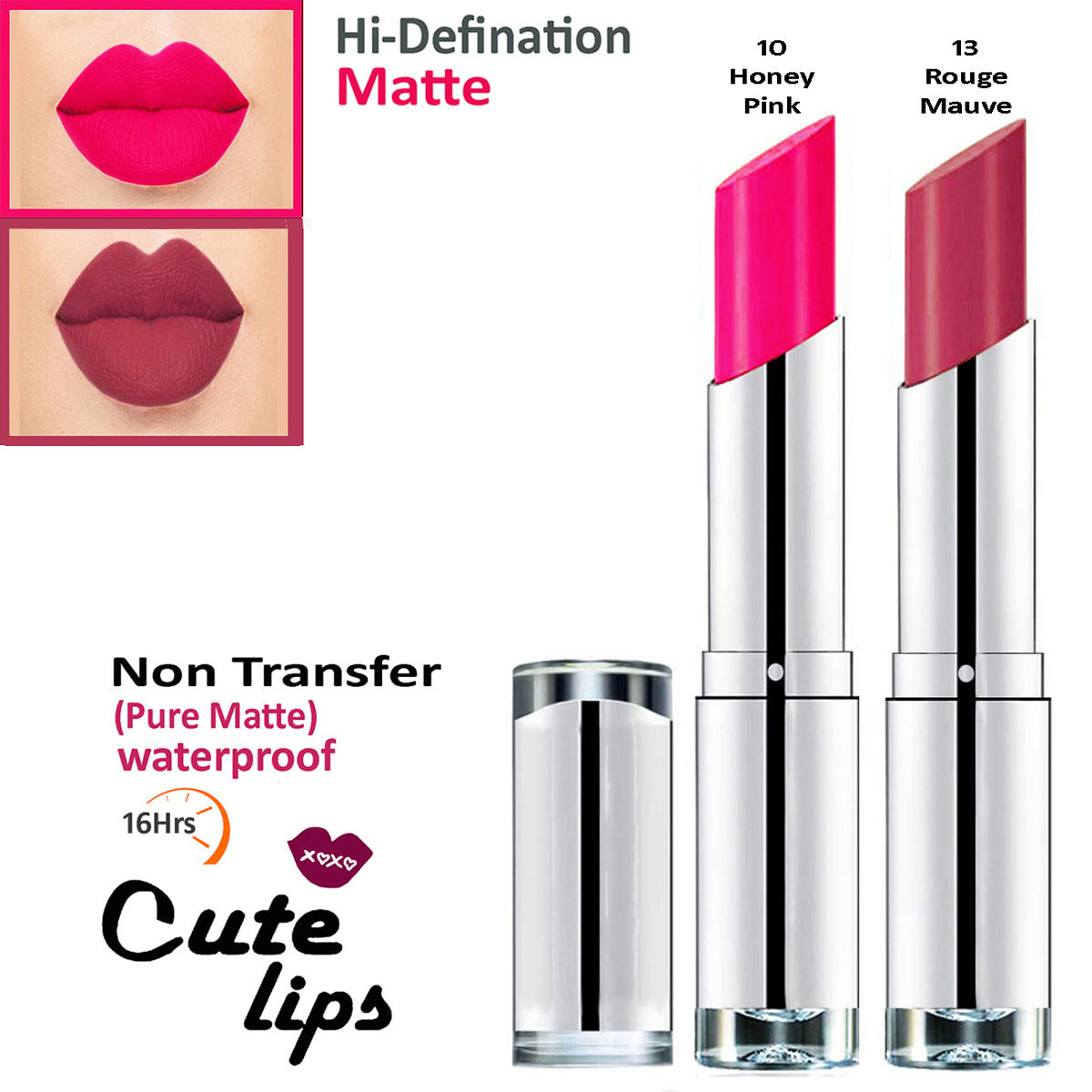 bq BLAQUE Cute Lips Non Transfer Matte Lipstick 2.4 gm each - 10 ...