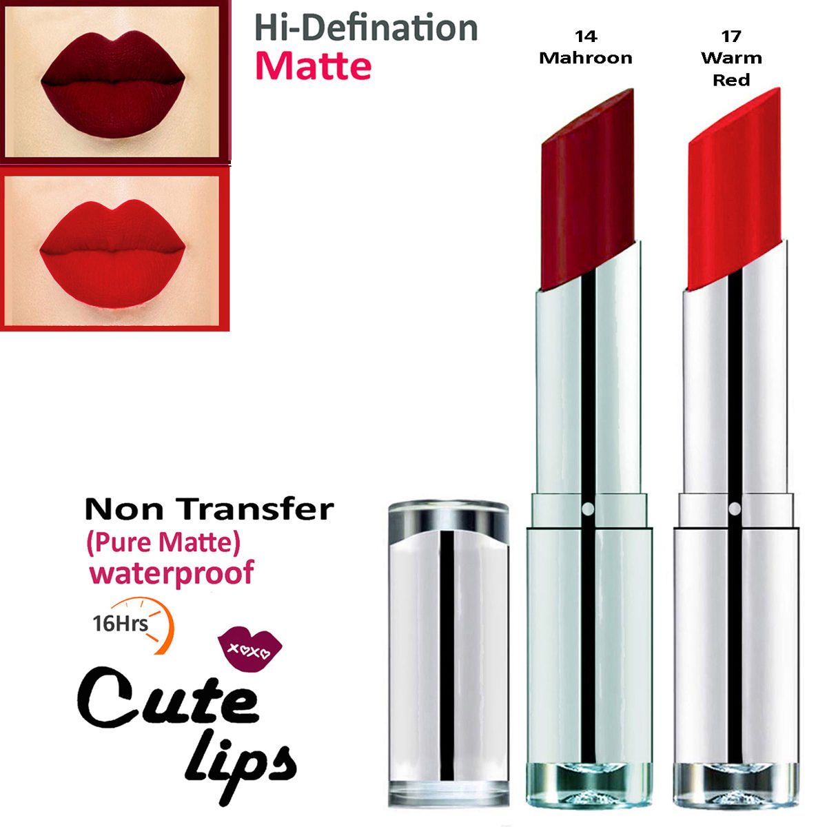 bq BLAQUE Cute Lips Non Transfer Matte Lipstick 2.4 gm each - 14 ...