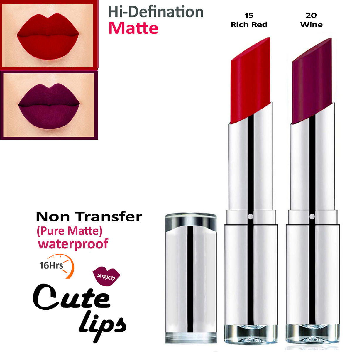 bq BLAQUE Cute Lips Non Transfer Matte Lipstick 2.4 gm each - 15 ...