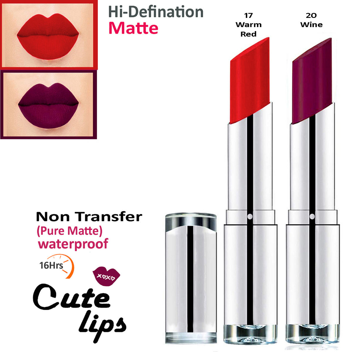bq BLAQUE Cute Lips Non Transfer Matte Lipstick 2.4 gm each - 17 ...