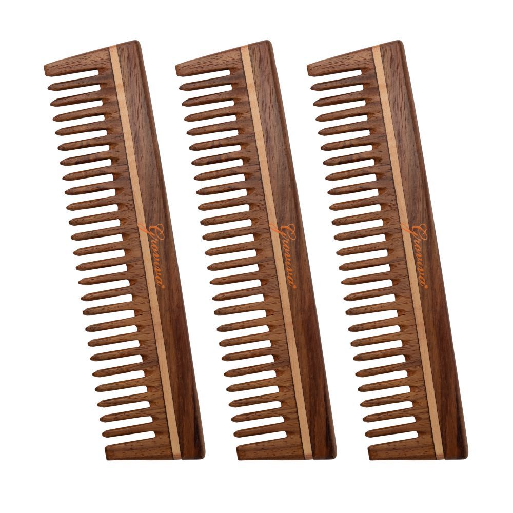 Groviva Sheesham Wood Comb (Pack of 3) | Pamper Hair with Natural Organic  Touch | Hand Crafted Sheesham Wood for Gentle Care of Hair & Scalp (14 FC)  (Pack of 3)