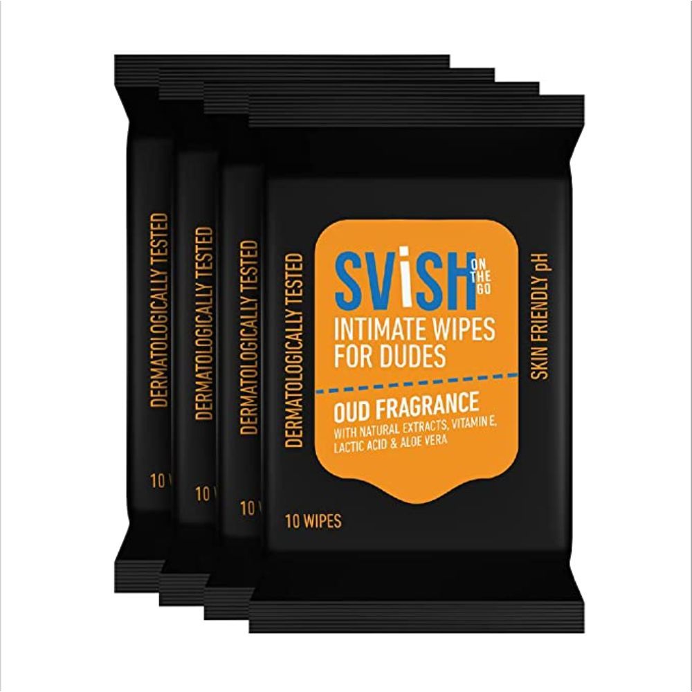 SVISH ON THE GO Intimate Wipes For Men Dudes Wipes (40 pulls) Oud Fragrance with natural