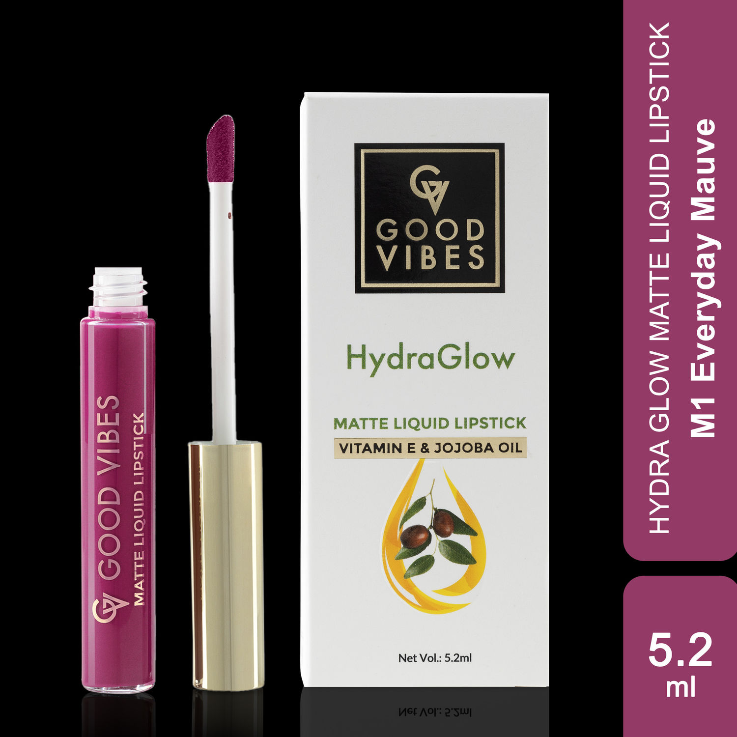 Good Vibes HydraGlow Matte Liquid Lipstick| Jojoba & Vitamin E| Everyday Mauve (M1) - (5.2ml)