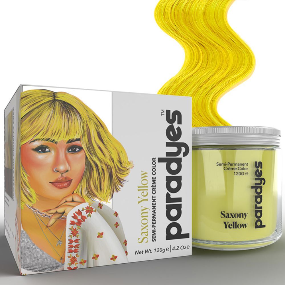 Paradyes Ammonia Free Saxony Yellow Semi-permanent Hair Color jar