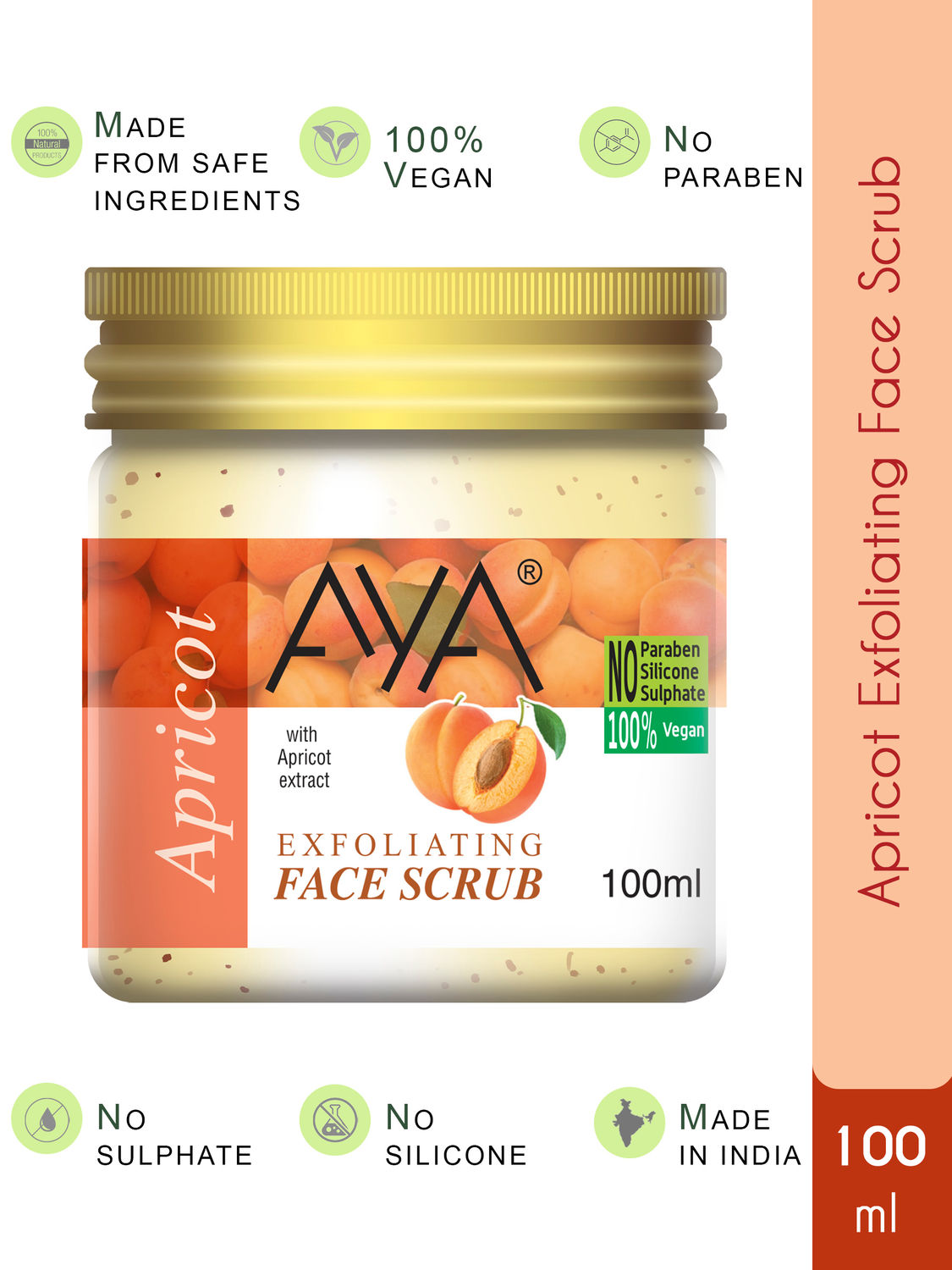 AYA Apricot Exfoliating Face Scrub, 100 ml