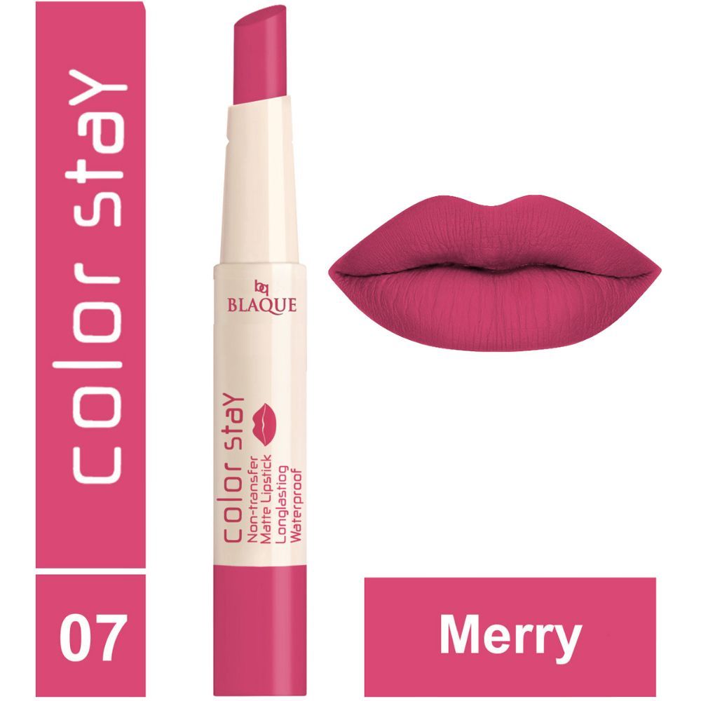 bq BLAQUE Color Stay Long Lasting Matte Lipstick, Shade 07 Merry Pink