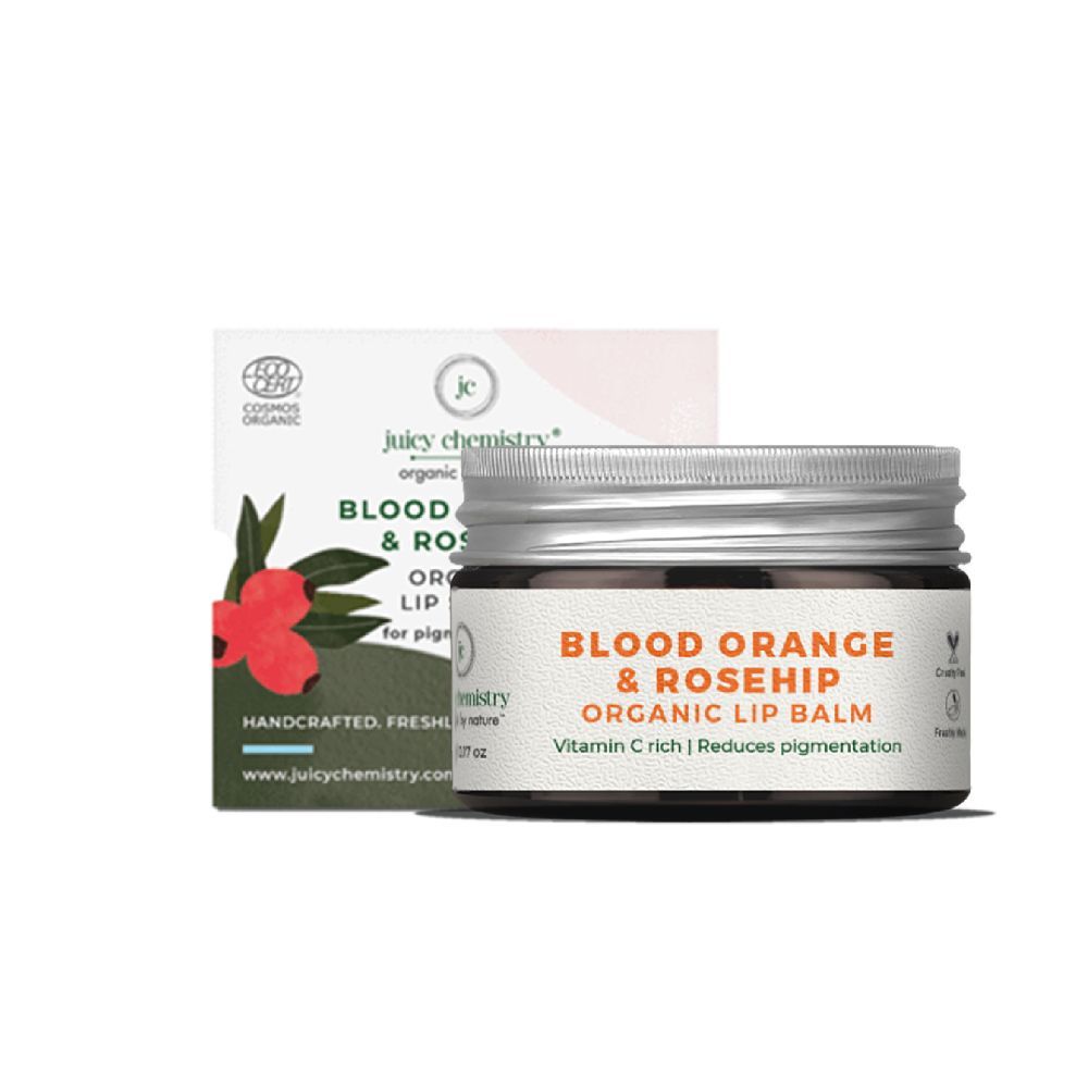 Juicy Chemistry Blood Orange & Rosehip Lip Balm for Pigmented & Dry