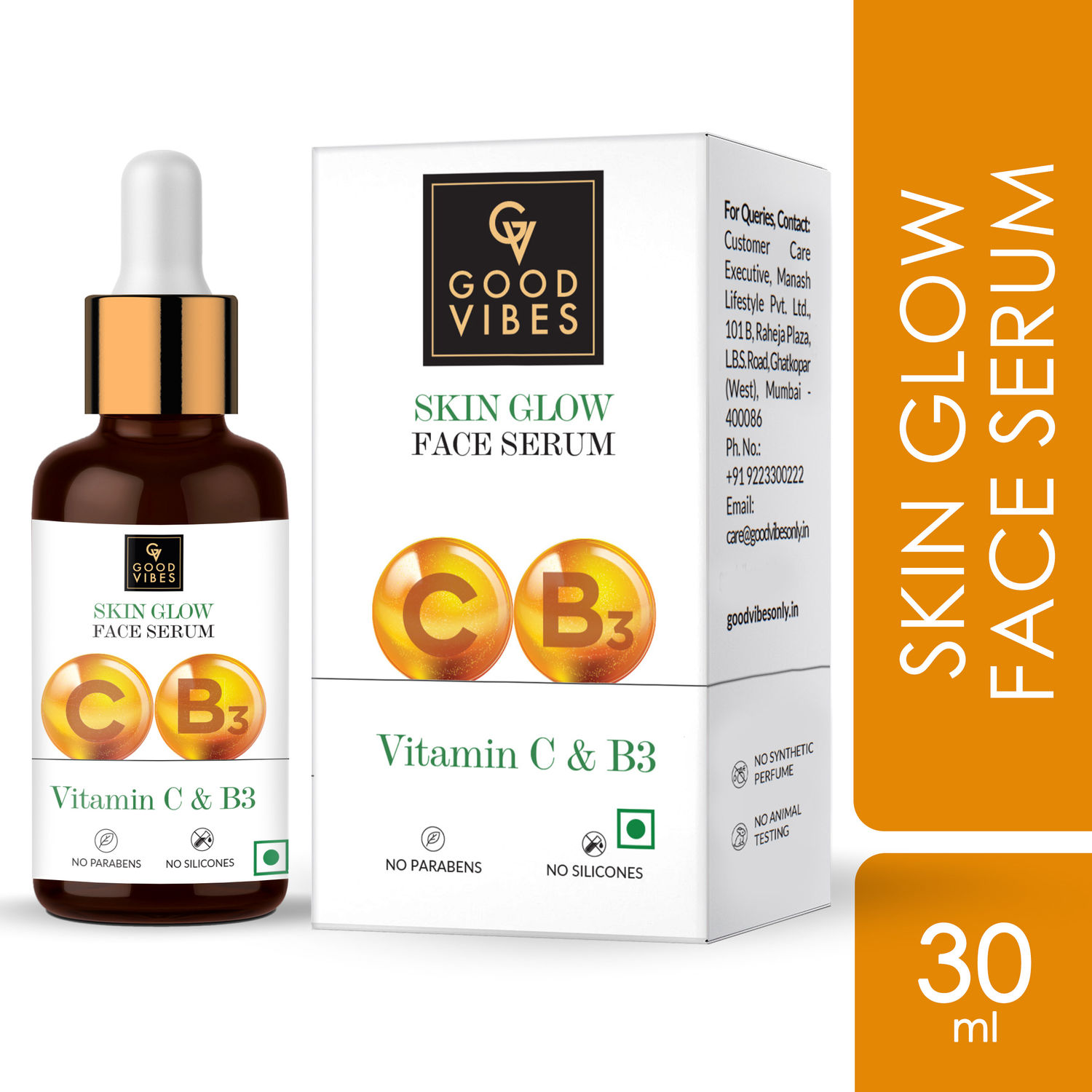 Good Vibes Vitamin C & B3 Skin Glow Face Serum Brightening, Anti