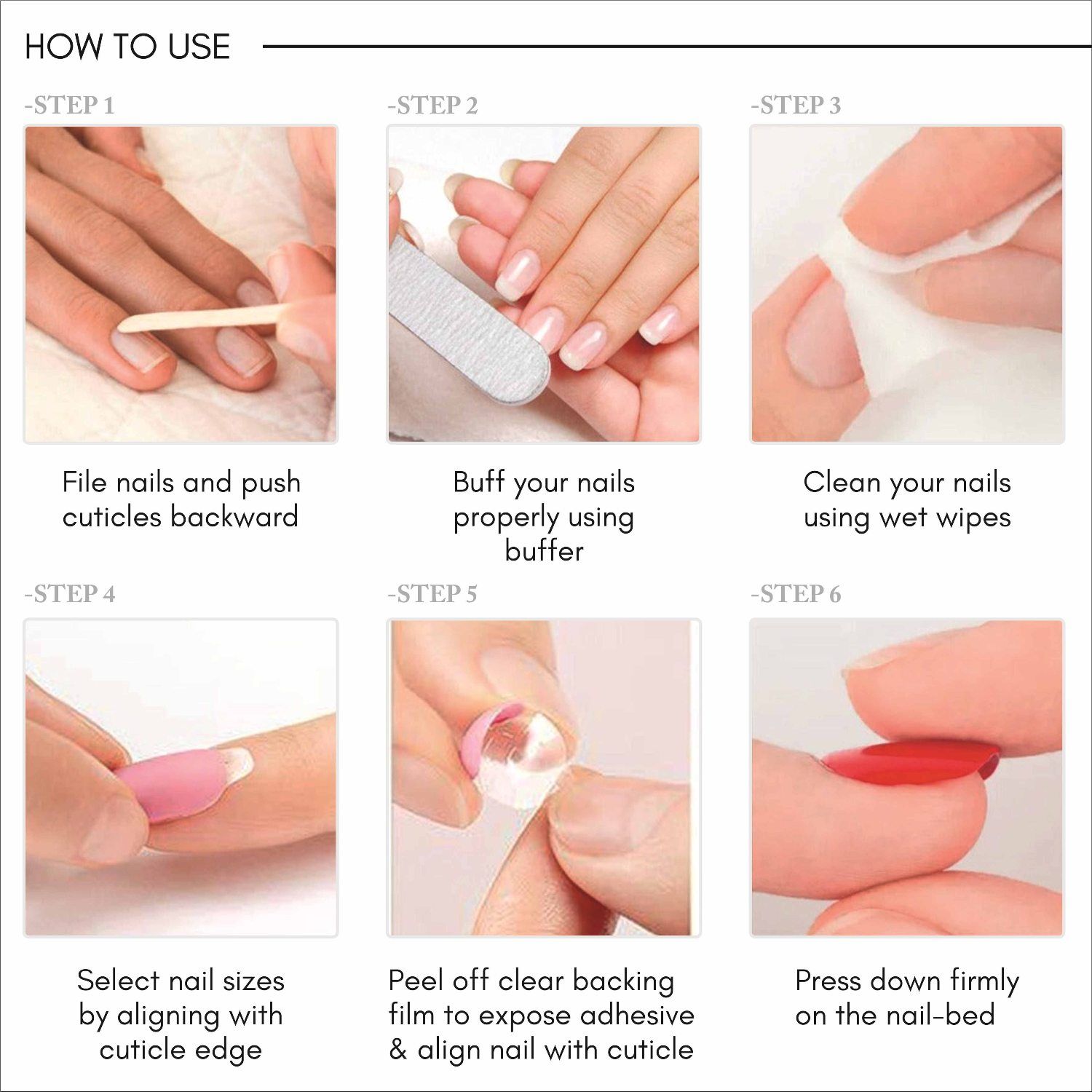 Amazon.com: Modelones Press on Nails, Short Almond Nails, Reusable Nail Kit  with Nail Glue Adhesive Tabs Mini Nail File, 24 Fake Nails 12 Sizes, Stick  on Nails DIY Home Salon Manicure Gift
