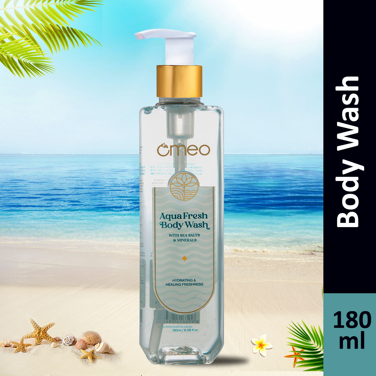Omeo Aqua Fresh Body Wash Shower Gel Real Sea Salts and Sea Minerals for All Skins (180 ml)