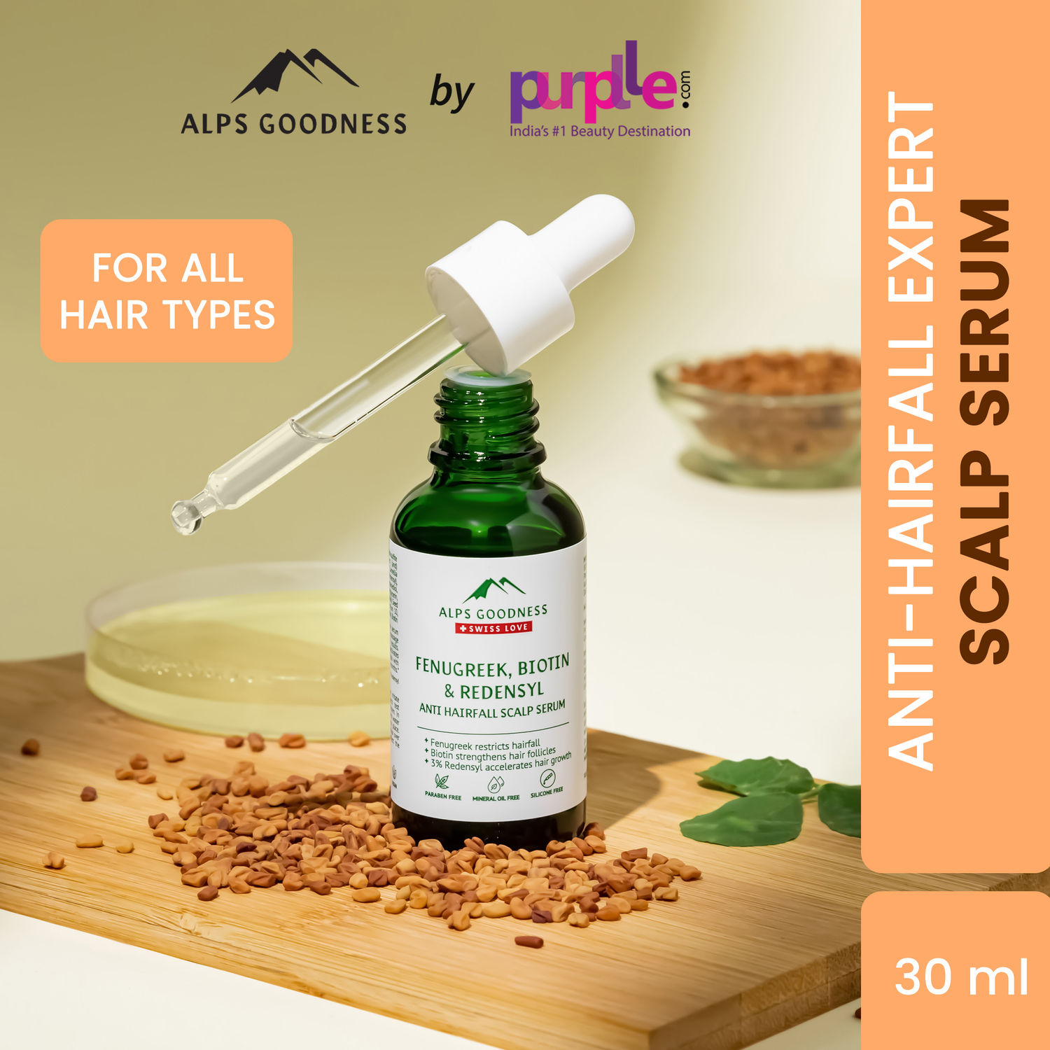Alps Goodness Anti Hairfall Scalp Serum with Fenugreek, Biotin and Redensyl (30 ml) | Hair Serum | Silicone Free| Sulphate Free| Silicone Free Serum