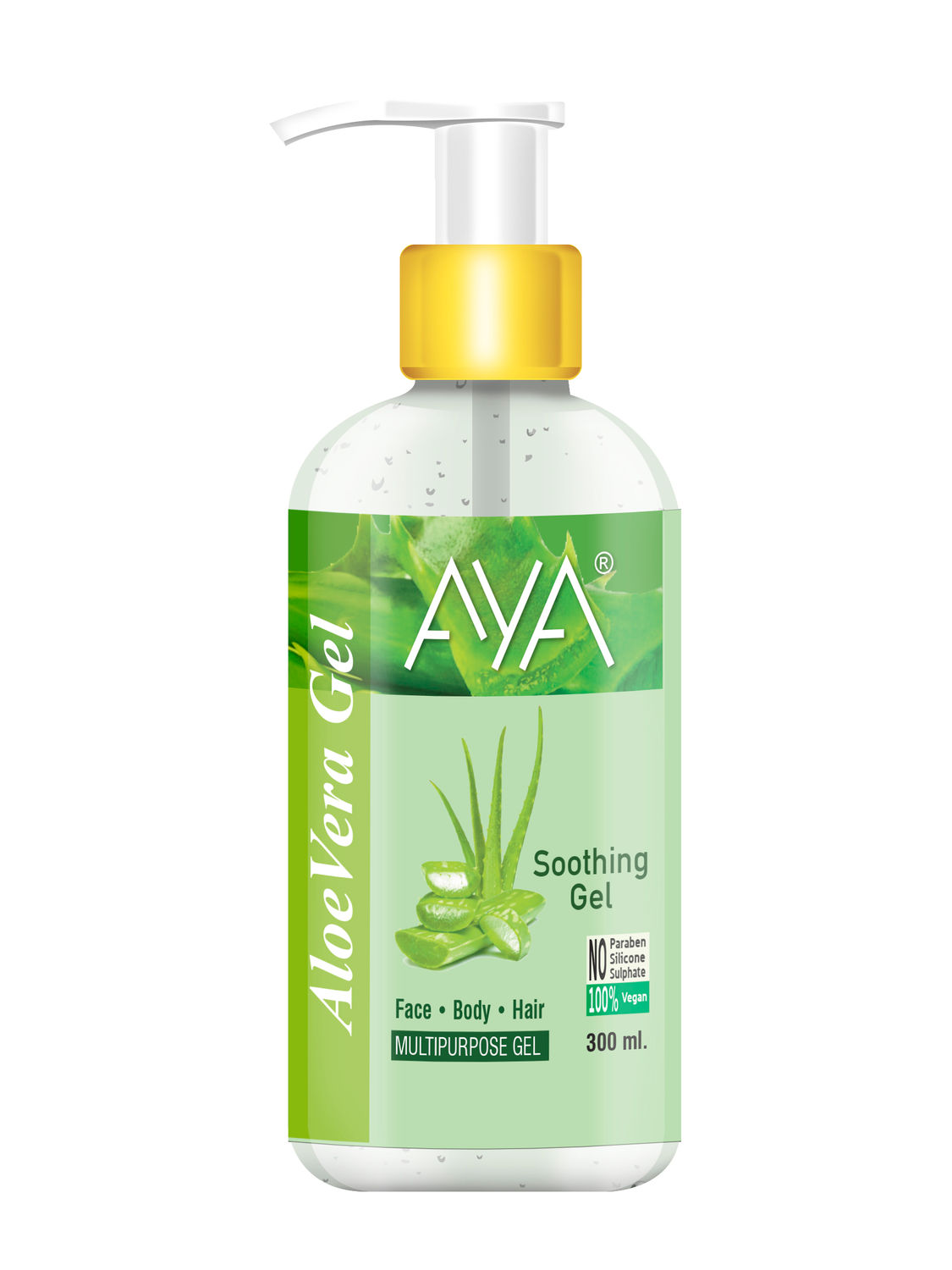 AYA Multipurpose Aloe Vera Gel, 300 ml for Face, Hair and Body | No  Paraben, No Silicone, No Sulphate, 100% Vegan