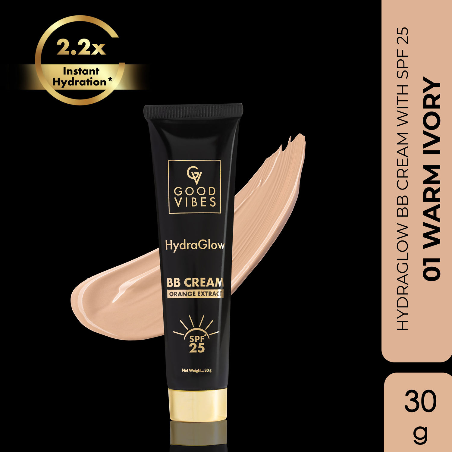 Good Vibes HydraGlow BB Cream | SPF 25 with Orange Extract - Warm Ivory - 01 (30g)