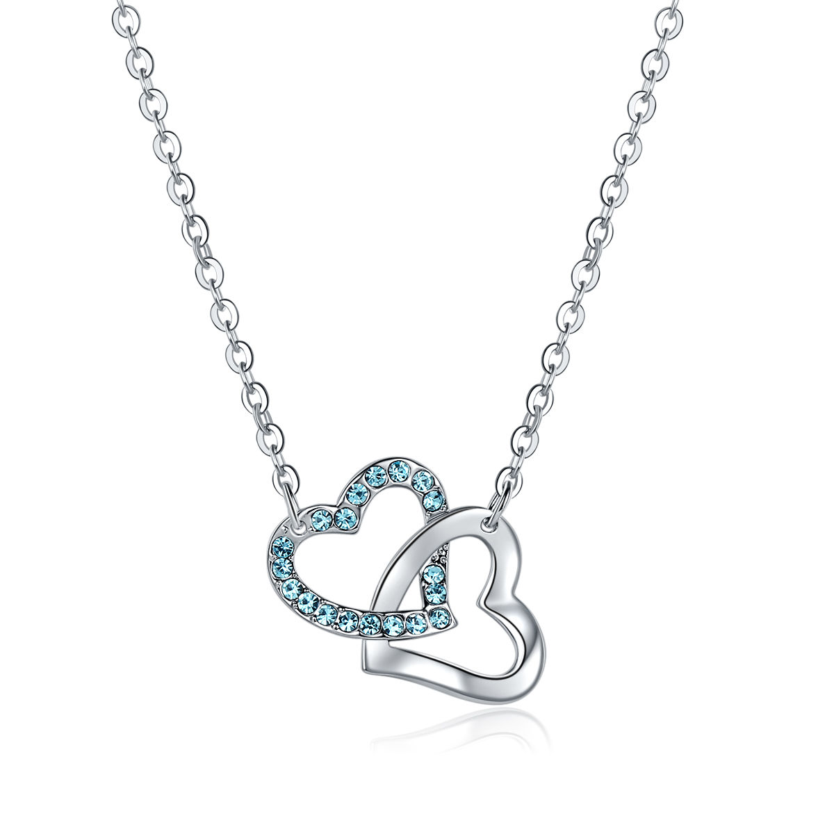14mm Heart Necklace Made w/Swarovski Elements- Indigo Blue -  maryswholesalejewelry.com