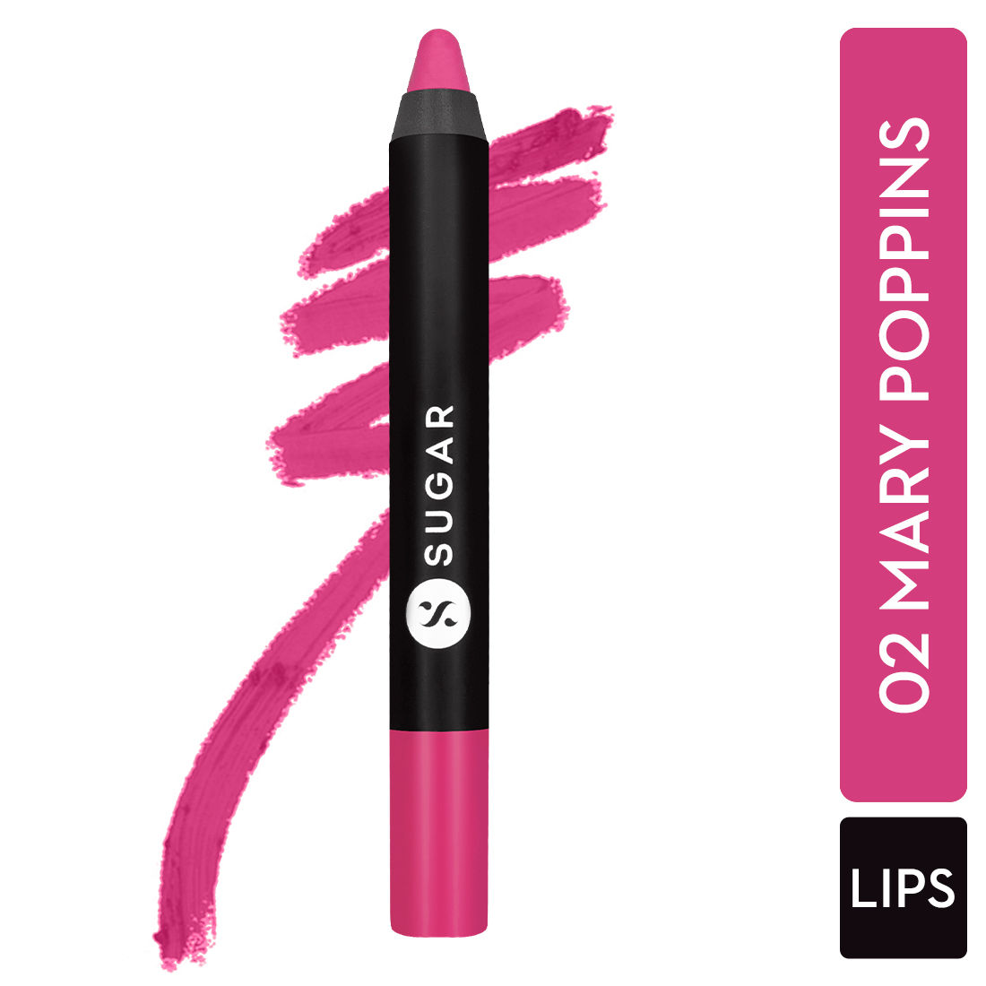 Buy SUGAR Cosmetics - Matte As Hell - Crayon Lipstick - 02 Mary Poppins (Fuchsia) - 2.8 gms - Bold and Silky Matte Finish Lipstick, Lightweight, Lasts Up to 12 hours - Purplle