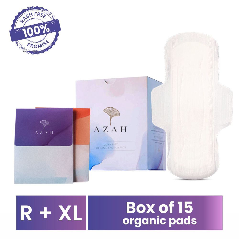 Azah Organic Cotton Sanitary Pads for Periods Box of 15  Azahin