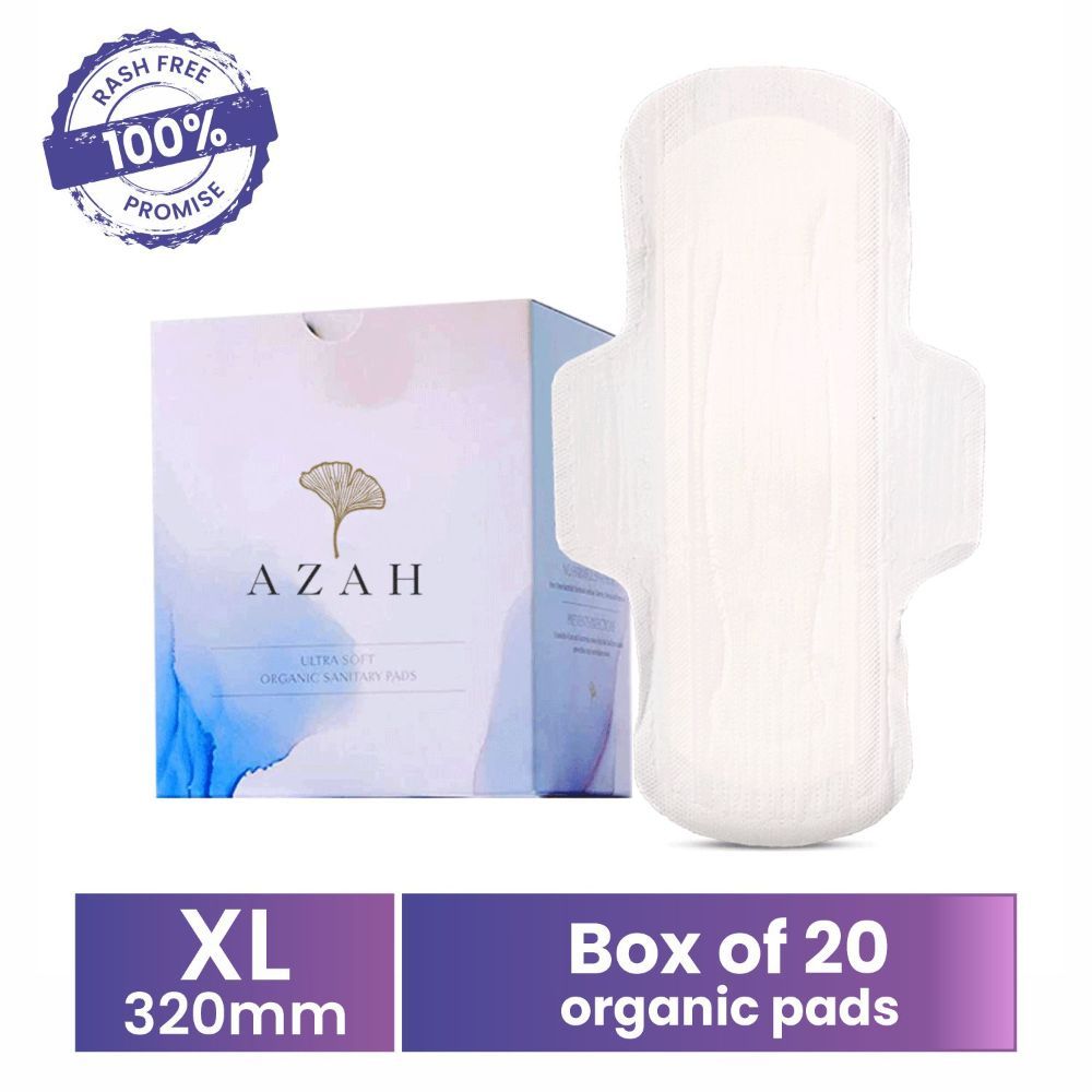 Azah RashFree Organic Sanitary Pads (Box of 20 Pads All XL without