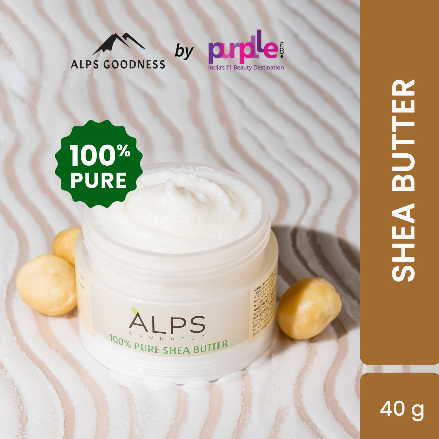 Alps Goodness 100 % Pure Shea Butter (40 gm) | Raw Shea Butter | 100% Pure | Natural Mositurizer | Heals dry skin