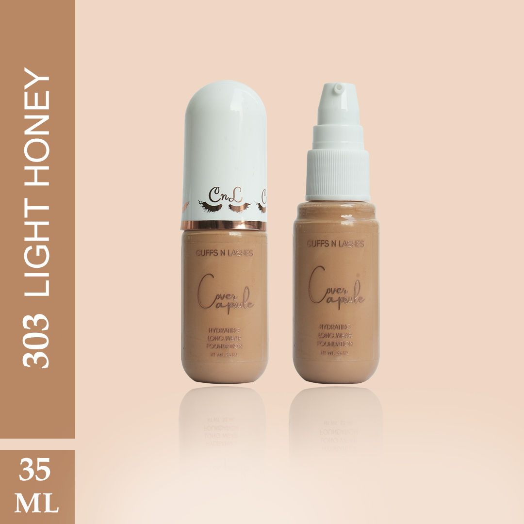 Cuffs N Lashes Cover Capsule Hydrating Foundation, Light Honey 303