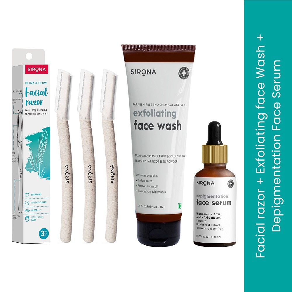 Sirona Bright Skin Routine Combo of Exfoliating Face Wash with Face