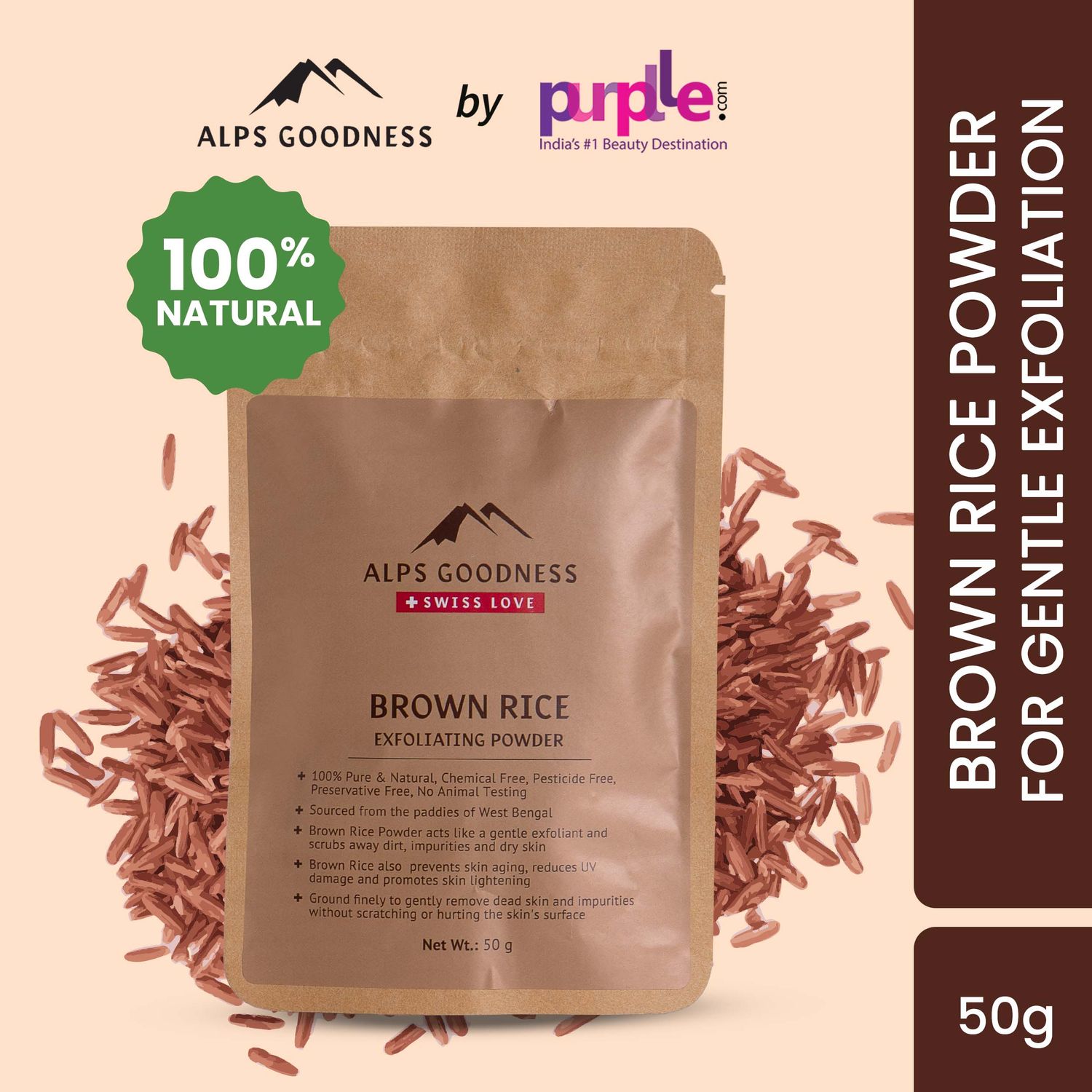Alps Goodness Brown Rice Exfoliating Powder (50 gm)