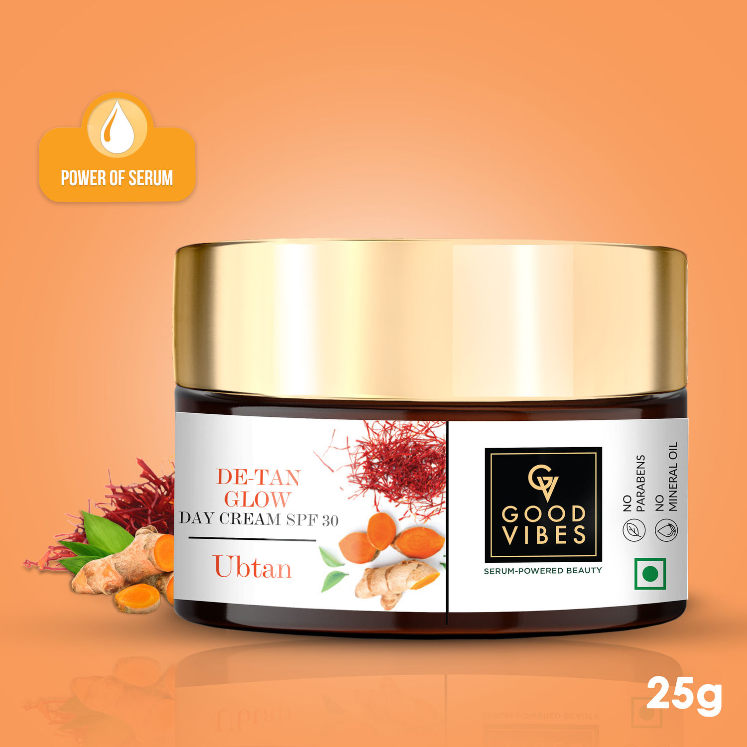 Good Vibes Ubtan De-Tan Glow Day Cream SPF30 with Power of Serum (25g)