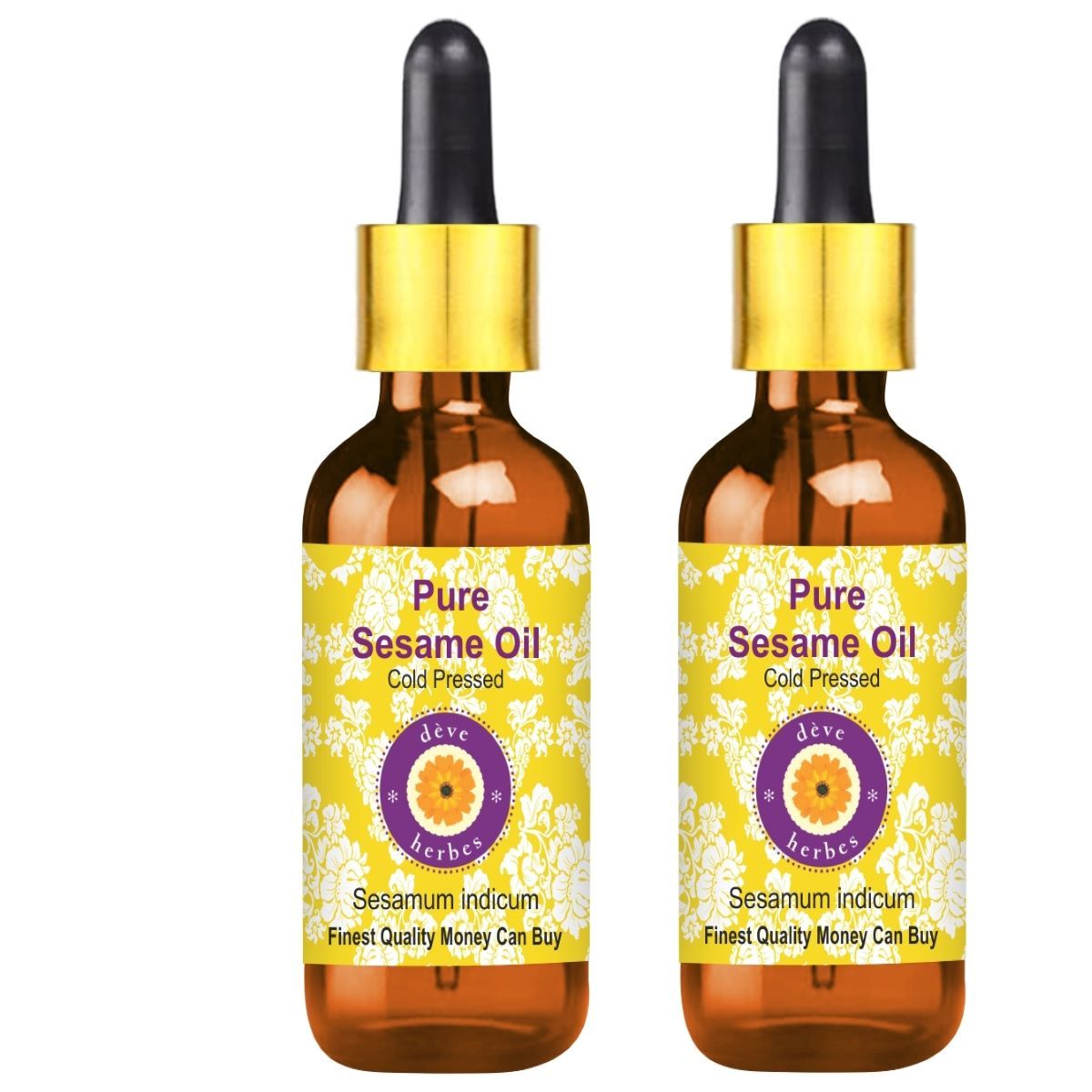 Deve Herbes Pure Sesame Oil (Sesamum indicum) with Glass Dropper Natural Therapeutic Grade Cold