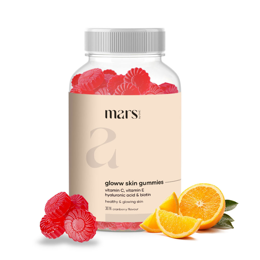 mars by GHC Glow Skin Gummies (30N Pack of 1) with Vitamin C & E for
