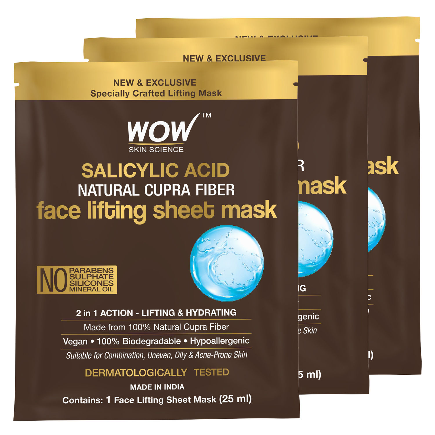 WOW Skin Science Salicylic Acid Natural Fiber Cupra Face Lifting Sheet