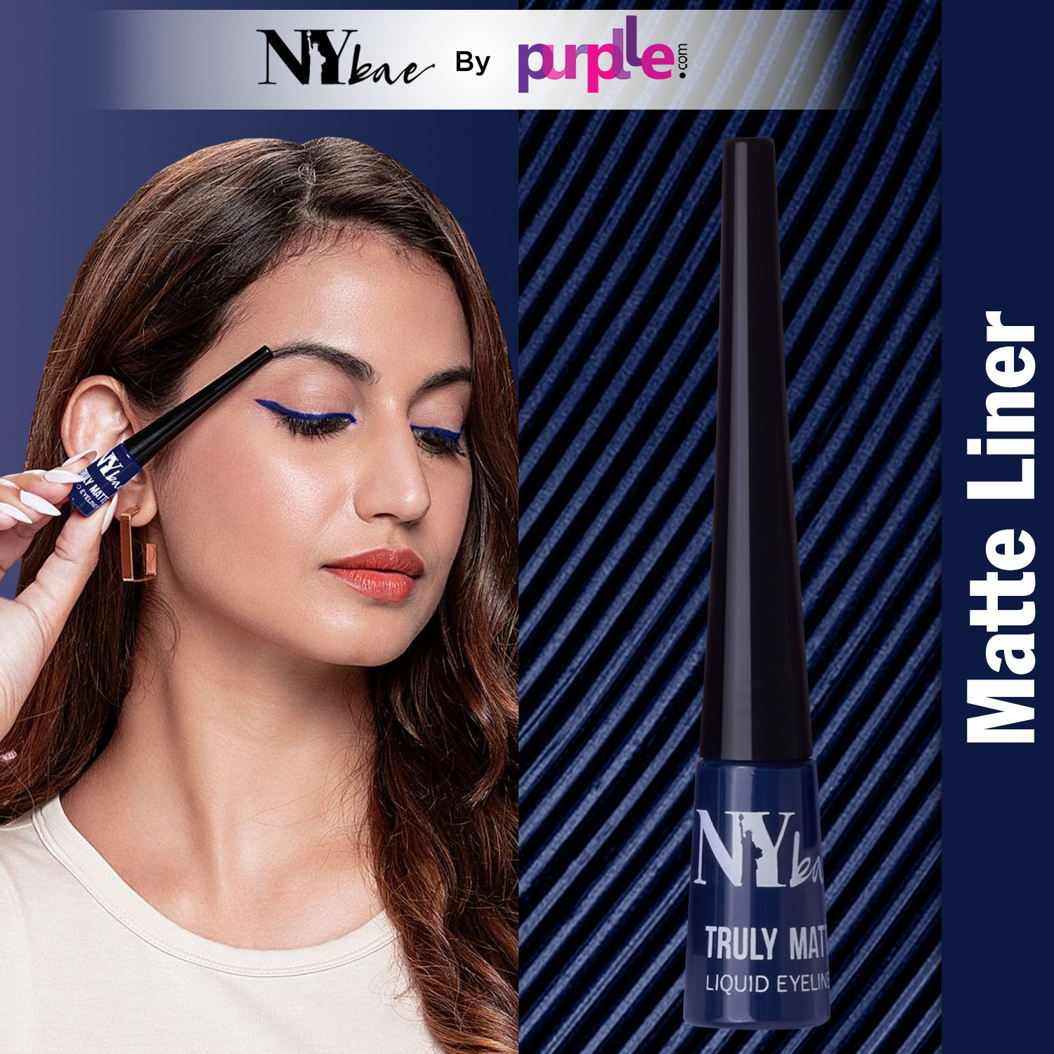 NY Bae Truly Matte Liquid Eyeliner | Waterproof | Long Lasting | Smudgeproof Eye Makeup | Brave Blue (4.5ml)