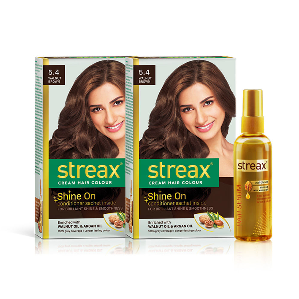 Streax Hair Colour Walnut Brown + Streax Walnut serum 45 ML