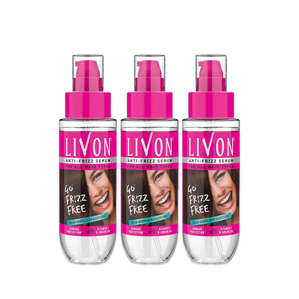 Livon Hair Serum for Women & Men, All Hair Types for Smooth, Frizz free &  Glossy Hair, 50 ml - Pack of 3