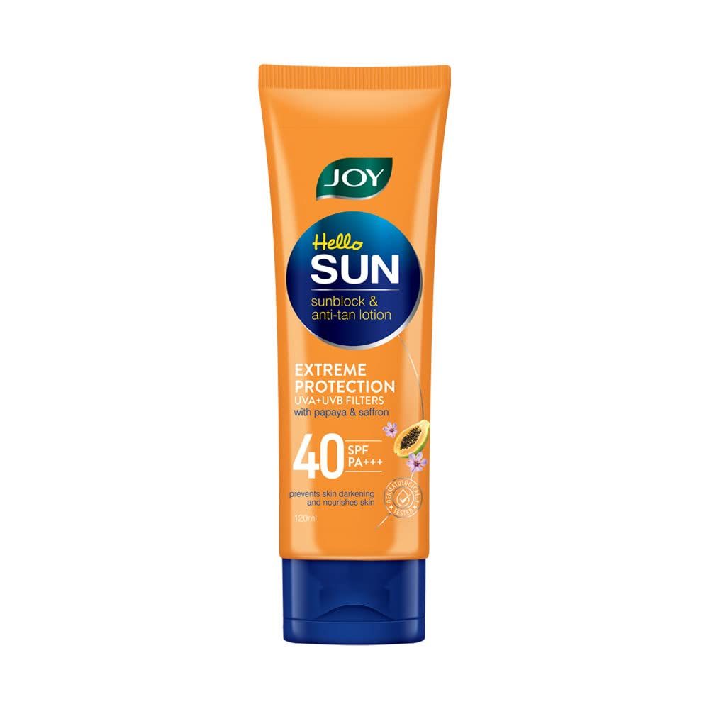 Buy Joy Hello Sun Sunblock & Anti Tan Lotion Sunscreen SPF 40 PA+++, 120ml - Purplle