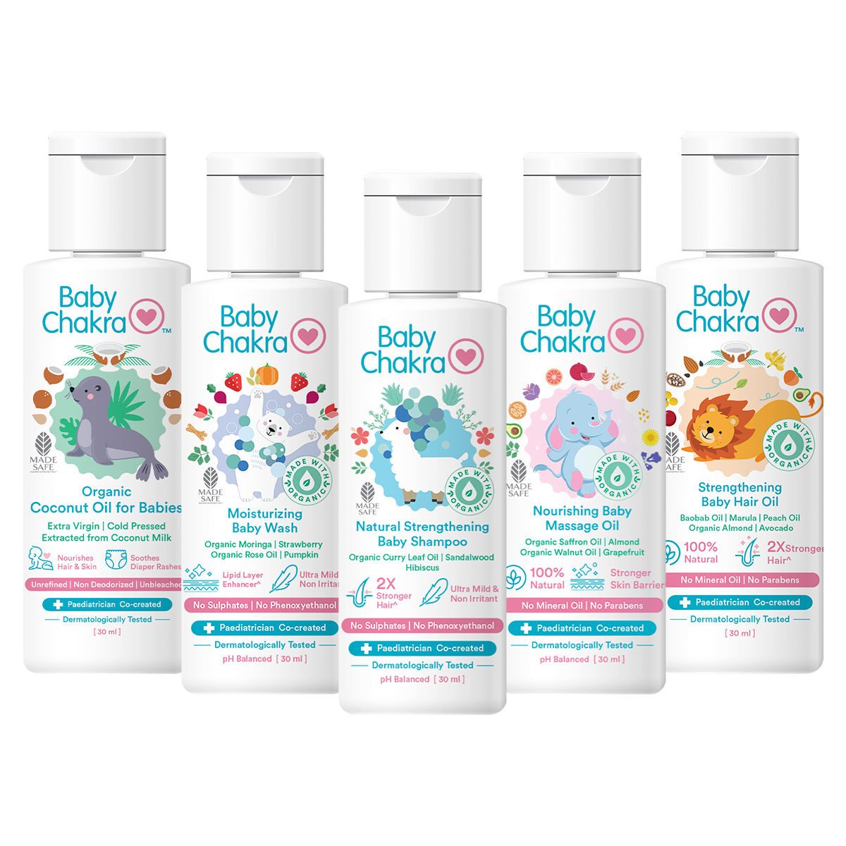 BabyChakra Wash, Shampoo, Massage Oil, Hair Oil & Coconut Oil for