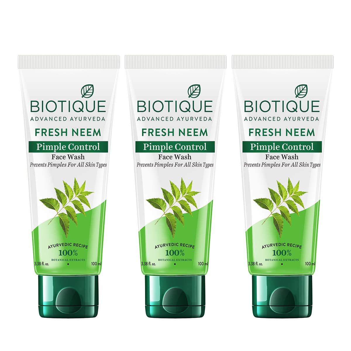 Biotique Fresh Neem Pimple Control Face Wash (100 ml) pack of 3