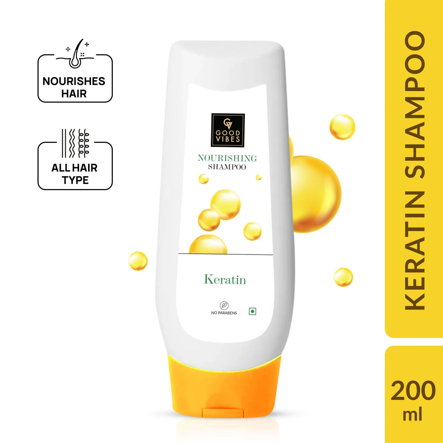 Buy Good Vibes Keratin Nourishing Shampoo | Hair Repair, Anti-Dandruff, Strengthening | With Argan Oil | No Parabens, No Animal Testing (200 ml) - Purplle