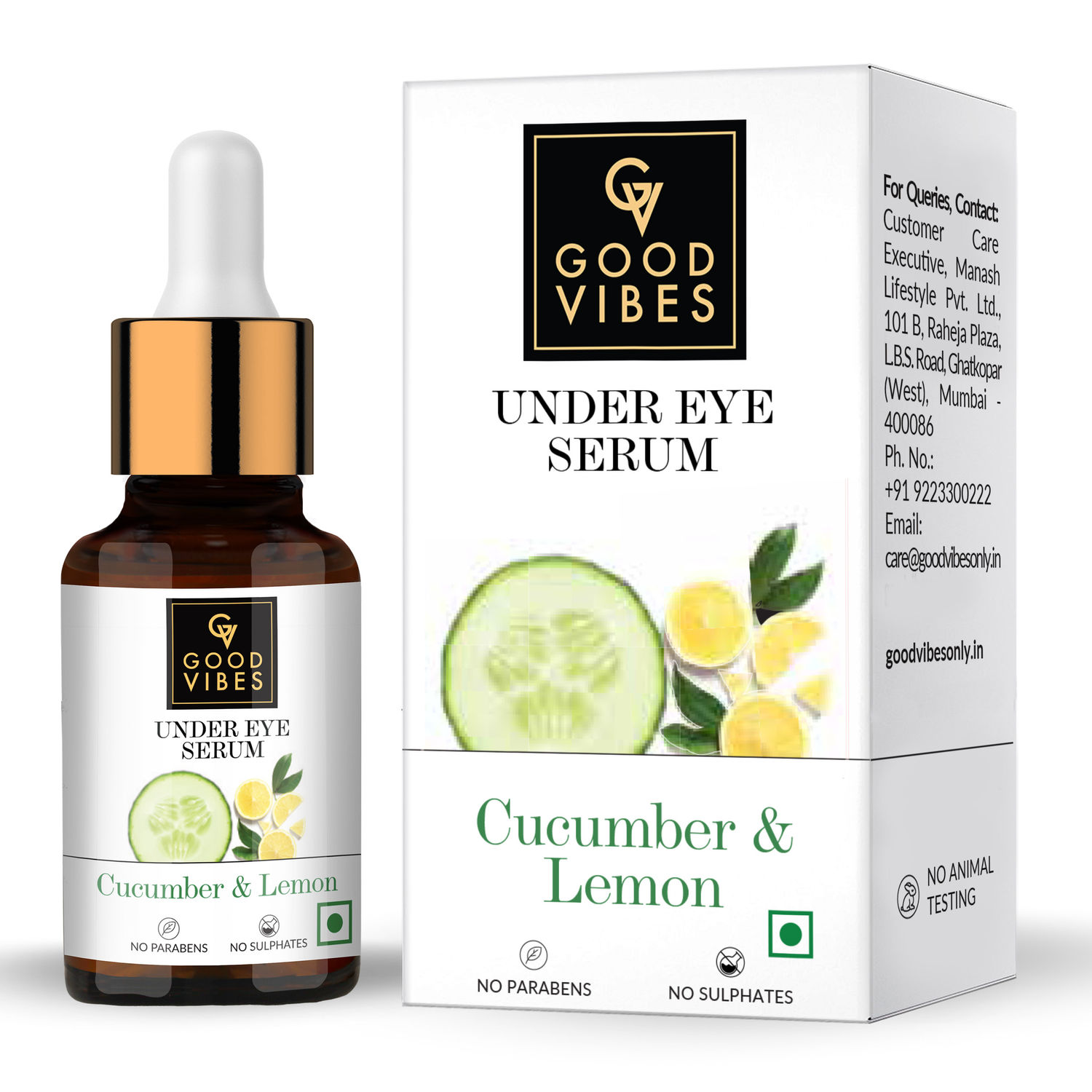 Buy Good Vibes Cucumber & Lemon Under Eye Serum | Anti-Ageing, Rejuvenating, Brightening | No Sulphates, No Parabens, No Animal Testing (10 ml) - Purplle