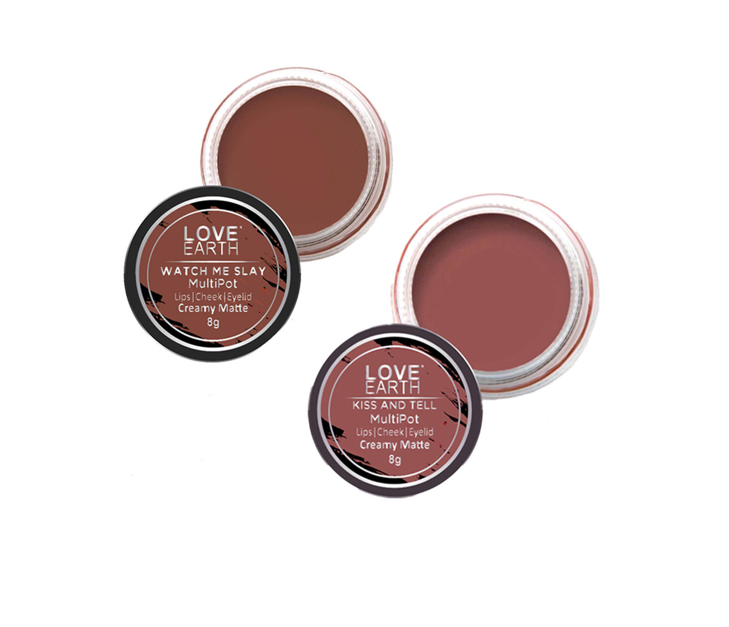 Love Earth Lip Tint & Cheek Tint Multipot Combo (Mauvish Pink & Caramel