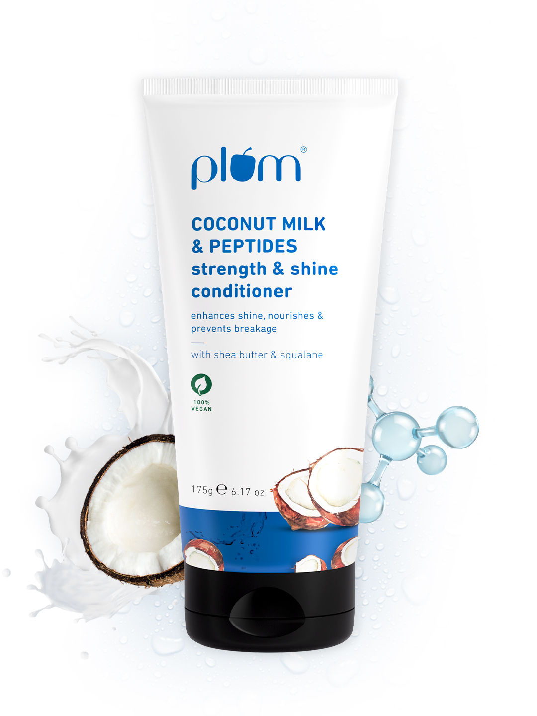 Plum Plum Coconut Milk & Peptides Strength & Shine Conditioner 100 VeganPrevents Hair Breakage