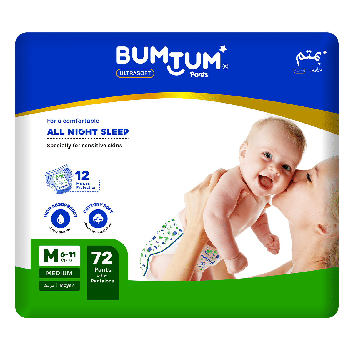 Bumtum Baby Diaper Pants with Leakage Protection 7 to 12 Kg (Medium