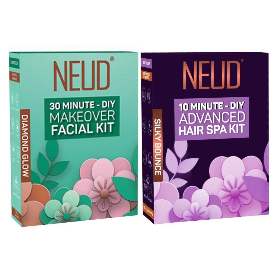 NEUD Combo of Facial Kit (60g) and Hair Spa Kit (40g) 1 Pack Each