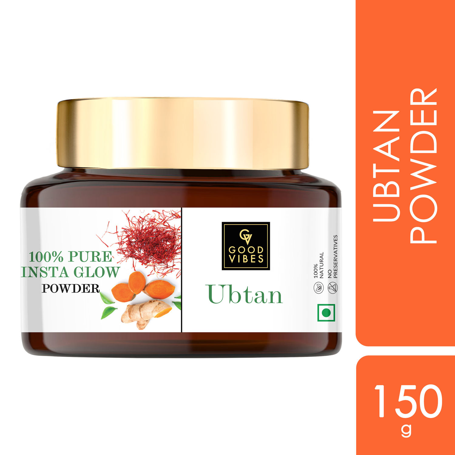 Good Vibes Ubtan Insta Glow Powder | 100% Natural, No Preservatives, No Pesticides, No Parabens, No Silicones, No Sulphates, No Animal Testing (150 g)