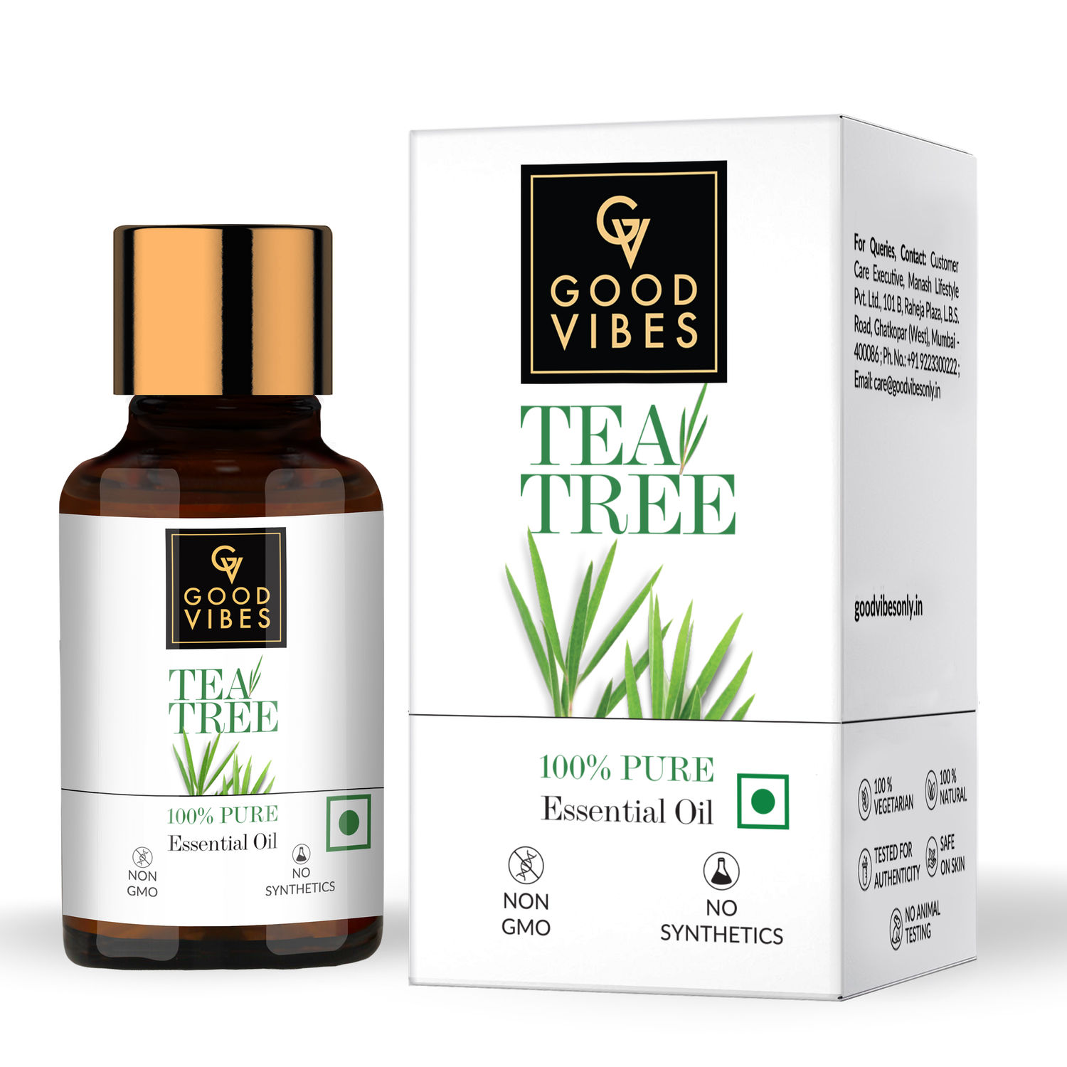 Buy Good Vibes 100% Pure Tea Tree Essential Oil | Anti-Acne, Helps Clears Pimples | No Synthetics, 100% Natural, 100% Vegetarian (10 ml) - Purplle