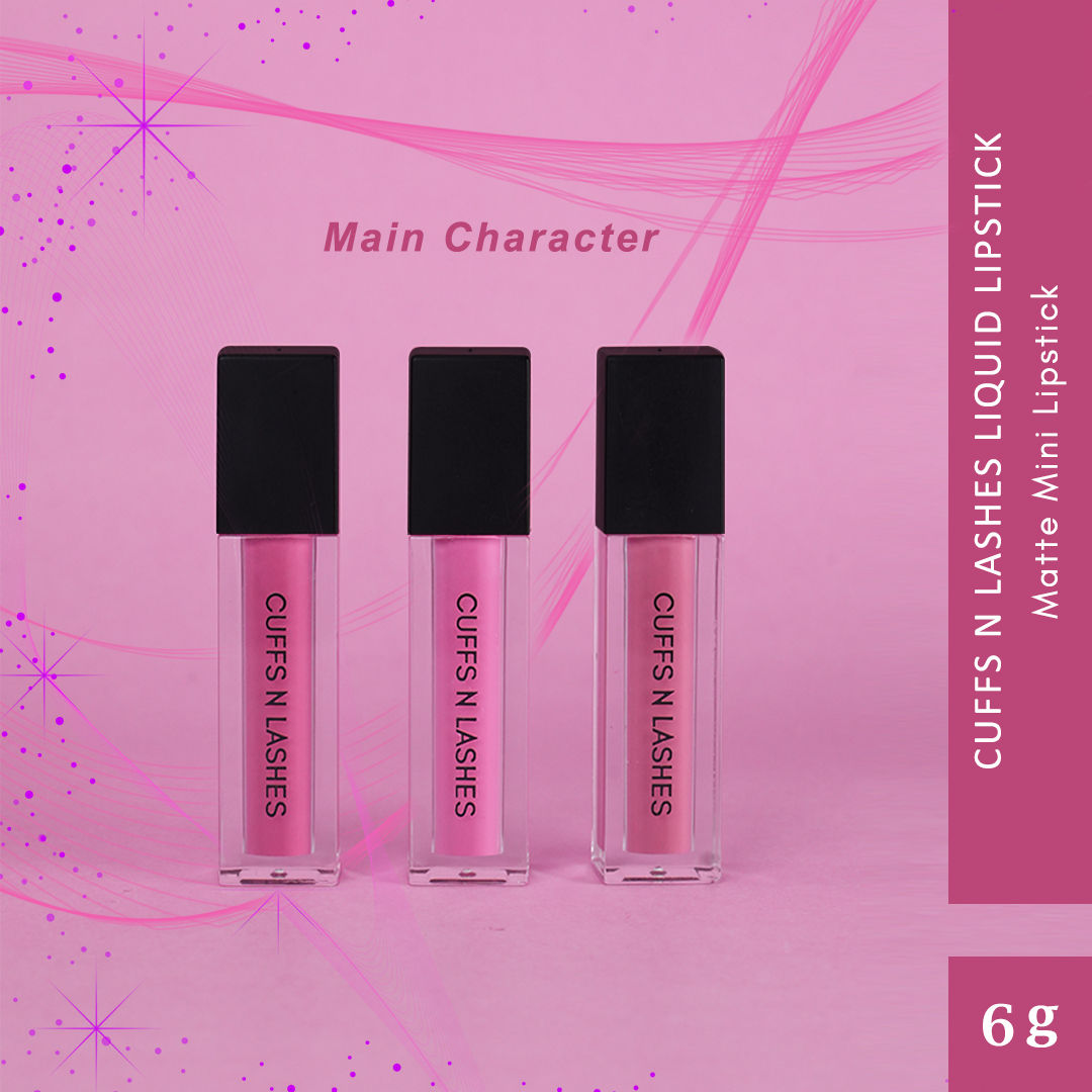 Cuffs N Lashes Matte Mini Set of 3 Matte Liquid Lipstick, Main Character (6g)