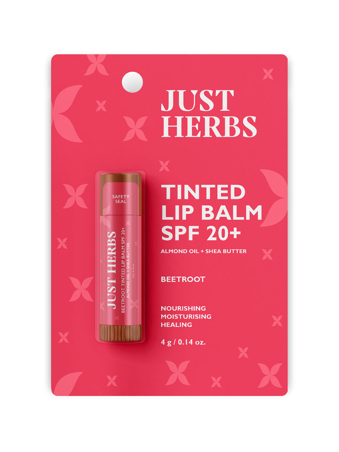 Just Herbs Tinted Lip Balm for Men and Women for Dry & Chapped, 4 g