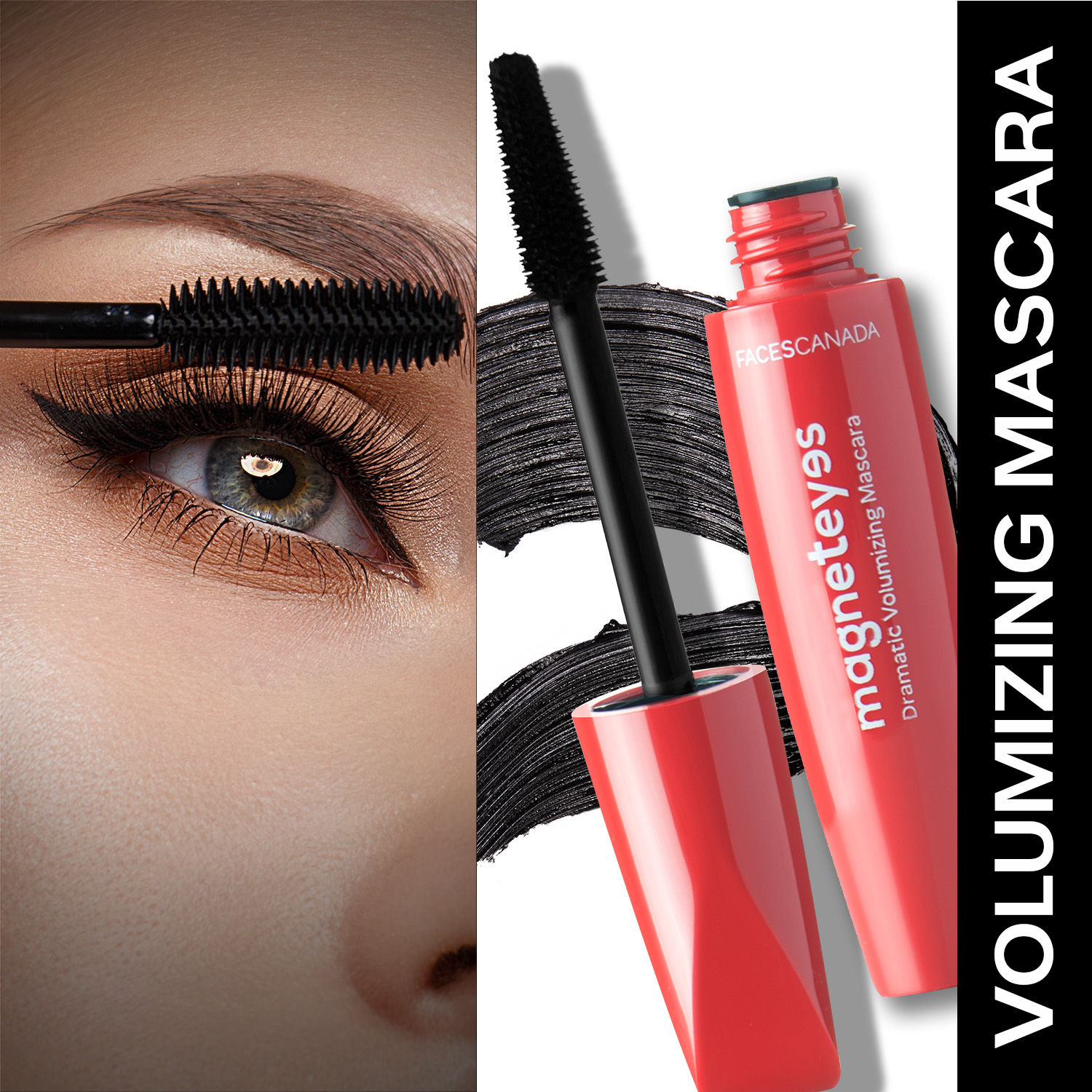 Buy Faces Canada Magnet Eyes Dramatic Volumizing Mascara | Dense Lashes|Lightweight With Almond oil|Thick Bold Lashes | Long Lasting | Smudge Proof 9.5 ml - Purplle