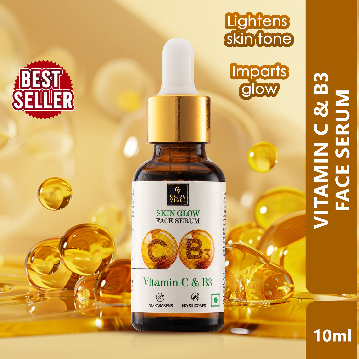 Good Vibes Vitamin C & B3 Skin Glow Face Serum Brightening, Anti