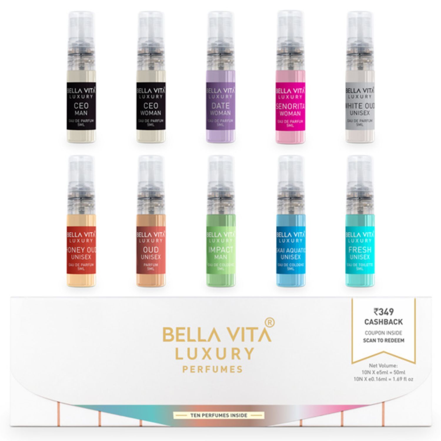 Bella Vita Luxury Perfume Trial Pack 10 X 5 Ml bella-vita-luxury-perfume-trial-pack-10-x-5-ml